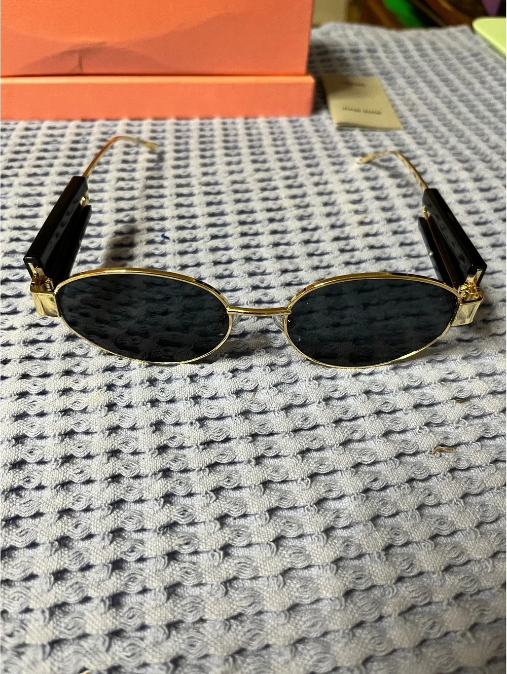 Premium Gold Double Bridge Oval Sunglasses & Gift Box